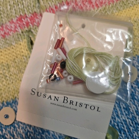 Susan Bristol Size S Short Sleeve Sweater Cardigan‎ Beaded Flamingos 2001 NEW - Picture 8 of 8